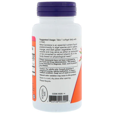 NOW Natural Beta Carotene 25000 iu 90 softgels (,  5)