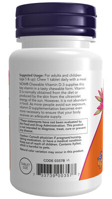 NOW Vitamin D3 1000 iu chewable 180 chewables (,  3)