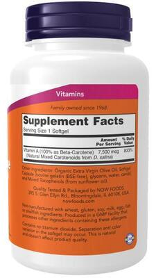 NOW Natural Beta Carotene 25000 iu 180 softgels (,  2)