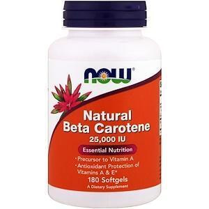 NOW Natural Beta Carotene 25000 iu 180 softgels (,  5)