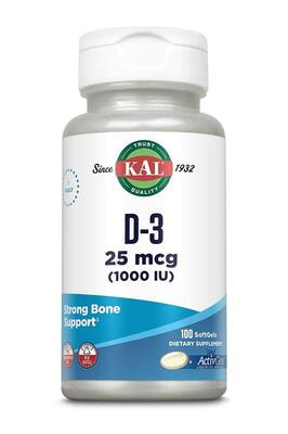 KAL D-3 1000 IU ActivGels 25mcg 100 sgel