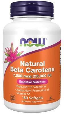 NOW Natural Beta Carotene 25000 iu 180 softgels ()